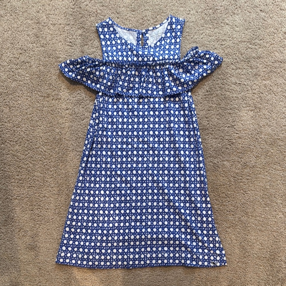 Vineyard Vines Blue and White off the shoulder Sundress